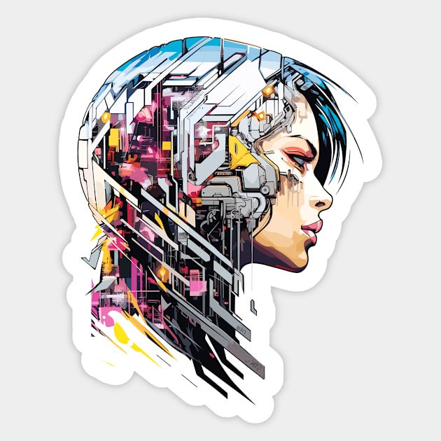 Japanese Woman Portrait Geisha Tradition Culture Abstract Sticker by Cubebox